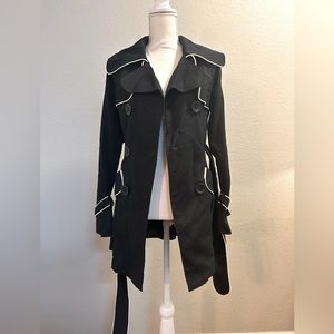 Fall jacket - Jack by BB Dakota - Black trench coat with white piping - Size S